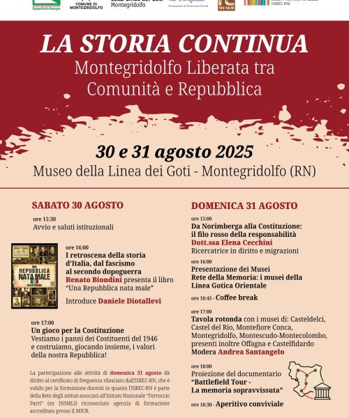 Manifesto La Storia Continua - La Montegridolfo liberata 2 giorni